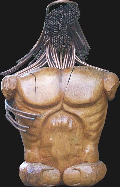 Ulisse, tecnica mista, 130×86×55 cm